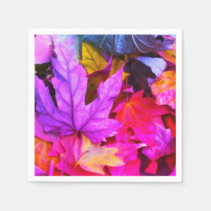 Herbstaplatte bunt Herbst rosa lila rot Serviette