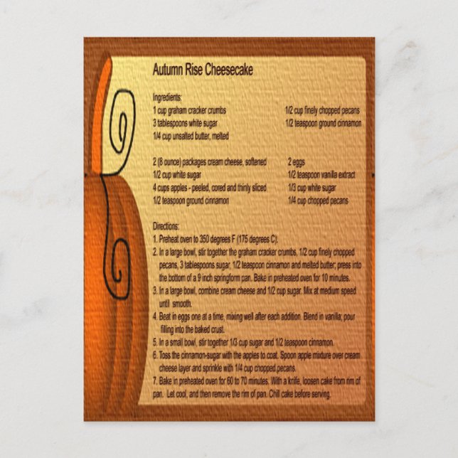 Herbstaufwärmer Käsekuchen Rezept Postkarte (Vorderseite)