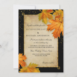 Herbstausfall Blätter Elegante Hochzeit Einladung