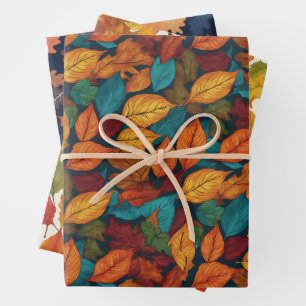 Herbstausgänge Herbstsaison Natur Gemustert Hübsch Geschenkpapier Set