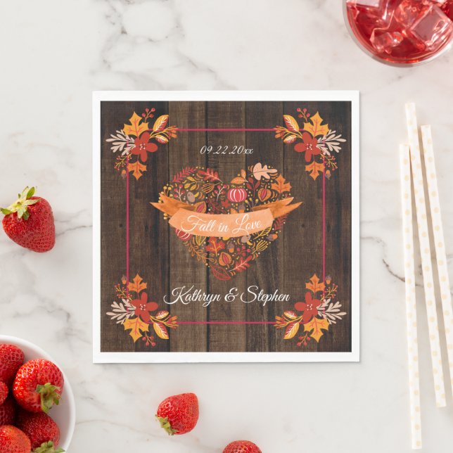 Herbstausscheide Pumpkins fallen in Liebe | Namen Serviette (Beispiel)
