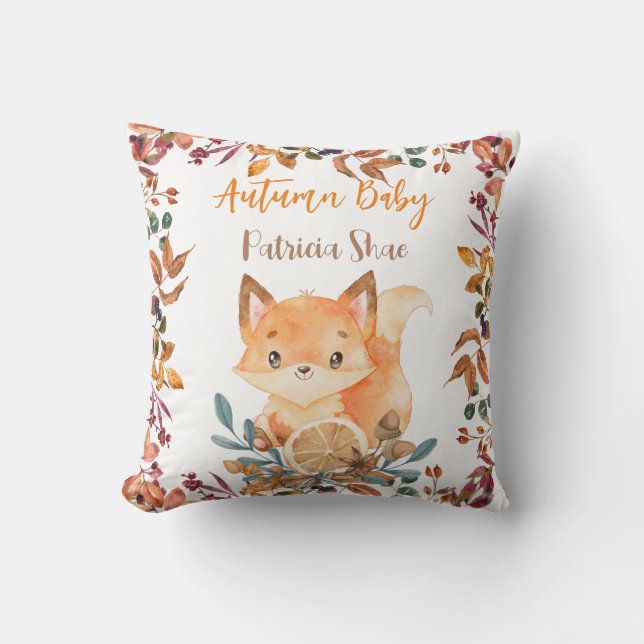 Herbstbaby niedliche Fuchs Herbst Thema personalis Kissen (Vorderseite)