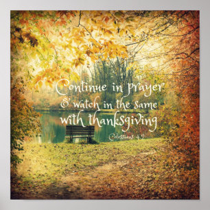 Herbstbank mit Gebet-Bibelverse Poster