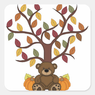 Herbstbärendesign Quadratischer Aufkleber