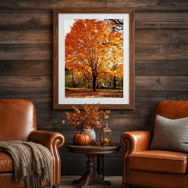 Herbstbaum, Ahornbaum im Herbstposter Poster (Ai created mockup to showcase the poster when framed and hung on wall )