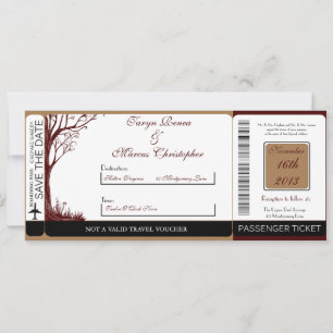 Herbstbaum Boarding Pass Einladung Hochzeit