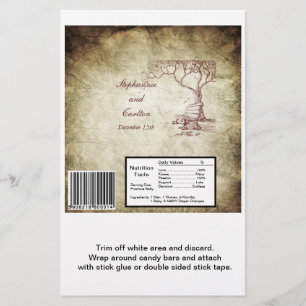 Herbstbaum-Hochzeit große Süßigkeiten-Bar-Wrapper Flyer