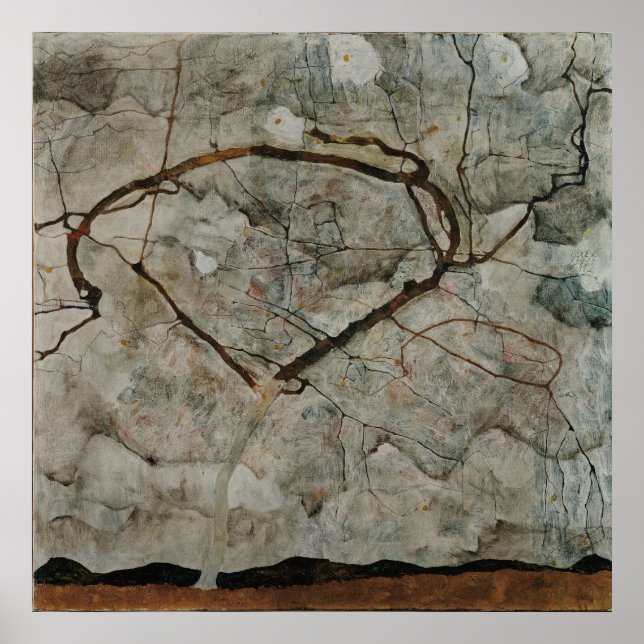 Herbstbaum in Bewegung von Egon Schiele Poster (Vorne)