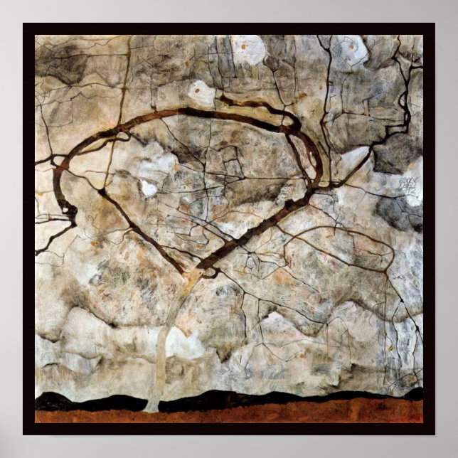 Herbstbaum in Bewegung von Egon Schiele Poster (Vorne)