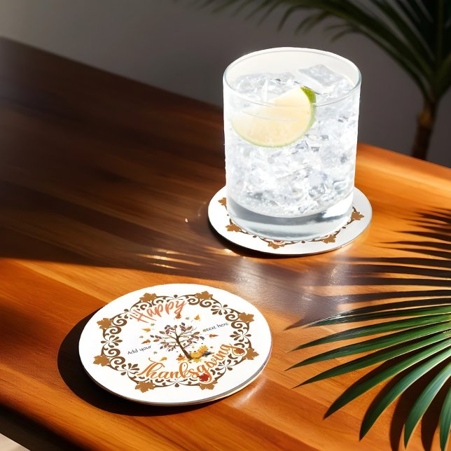 Herbstbaum Mandala Foliage Erntedank Runder Pappuntersetzer (Von Creator hochgeladen)