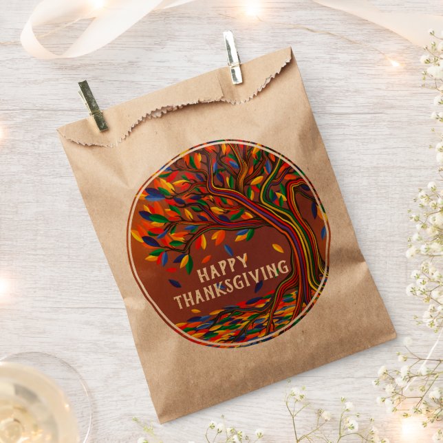 Herbstbaum Personalisiert glückliches Thanksgiving Geschenktütchen (Ausgeschnitten)