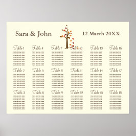 Herbstbaum Rustikale Hochzeitssattelkarte Poster