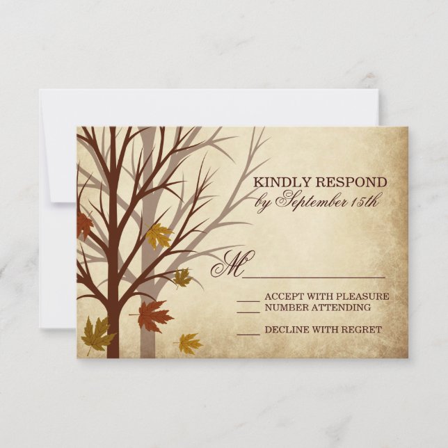 Herbstbaum-Silhouetten Herbsthochzeiten-RSVP-Karte RSVP Karte (Vorderseite)