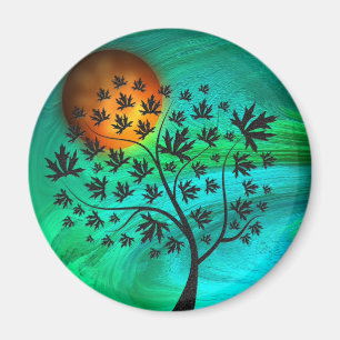 Herbstbaum und Erntemond Magnet