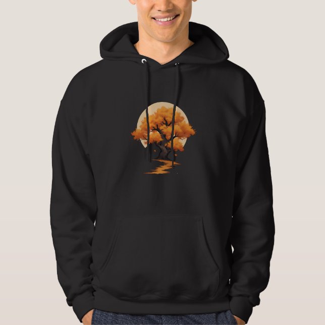 Herbstbaum und Mond Hoodie (Vorderseite)