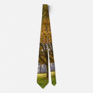 Herbstbaum und Stall Painterly Neck Tie Krawatte