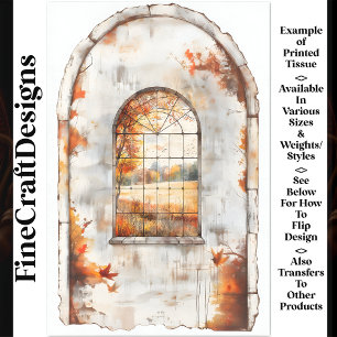 Herbstbäume & Blätter durchs Fenster AM9 Decoupage Seidenpapier