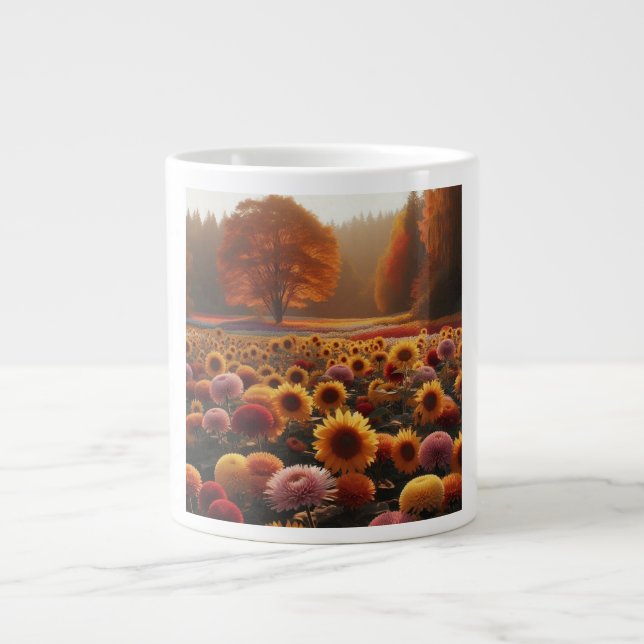Herbstbäume/Feld mit Mäuse Jumbo-Tasse (Vorderseite)