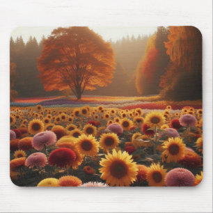 Herbstbäume/Feld mit Mäuse Mousepad