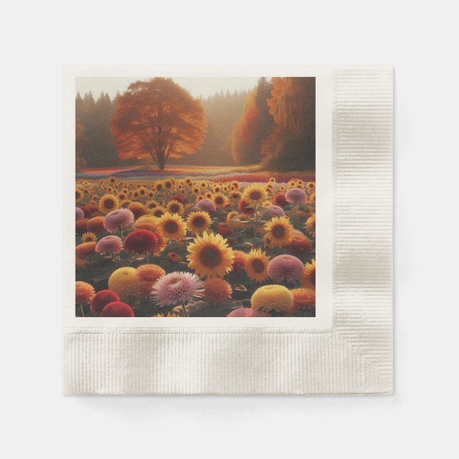 Herbstbäume/Feld mit Mäuse Serviette (Vorderseite)