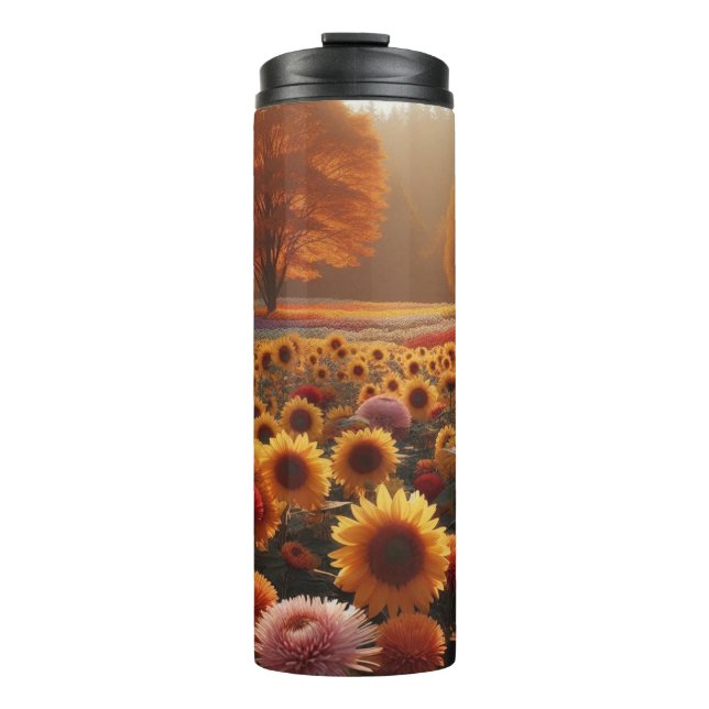 Herbstbäume/Feld mit Mäuse Thermosbecher (Vorderseite)
