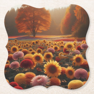 Herbstbäume/Feld mit Mäuse Untersetzer