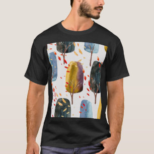 Herbstbäume: Handgemalte Wasserfarbe Nahtlos T-Shirt
