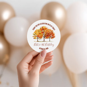 Herbstbäume, Herbst, Eiche, Ahorn, Baum Party Favo Runder Aufkleber