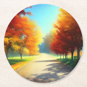 Herbstbäume im Wald-33657 Runder Pappuntersetzer
