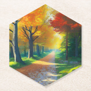 Herbstbäume im Wald- Untersetzer