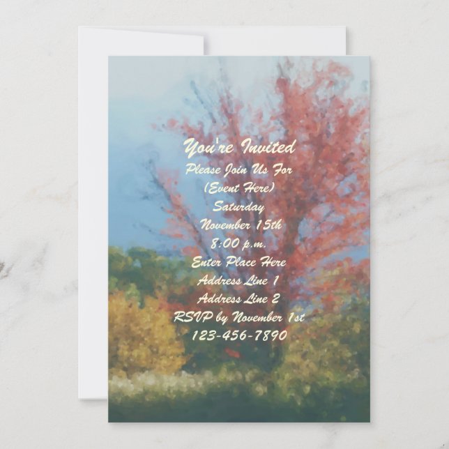 Herbstbäume Malerei Natur Party Einladung (Vorderseite)