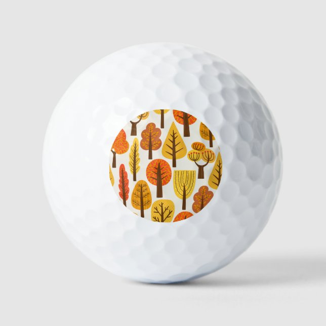 Herbstbäume, nahtloses Muster. Golfball (Vorderseite)
