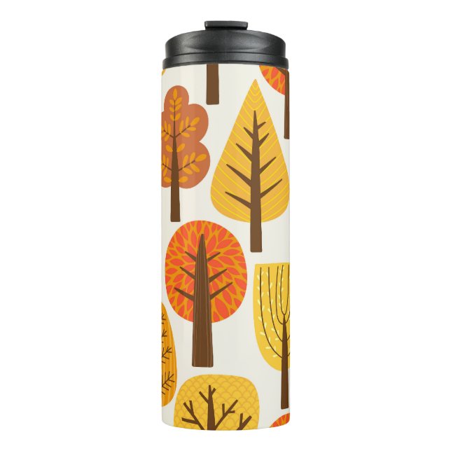 Herbstbäume, nahtloses Muster. Thermosbecher (Vorderseite)