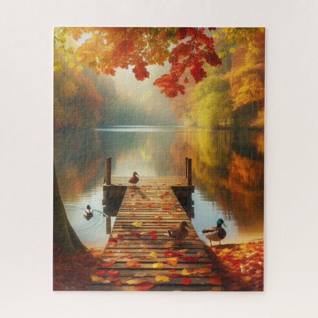 Herbstbäume & See mit Enten (Vertikal)