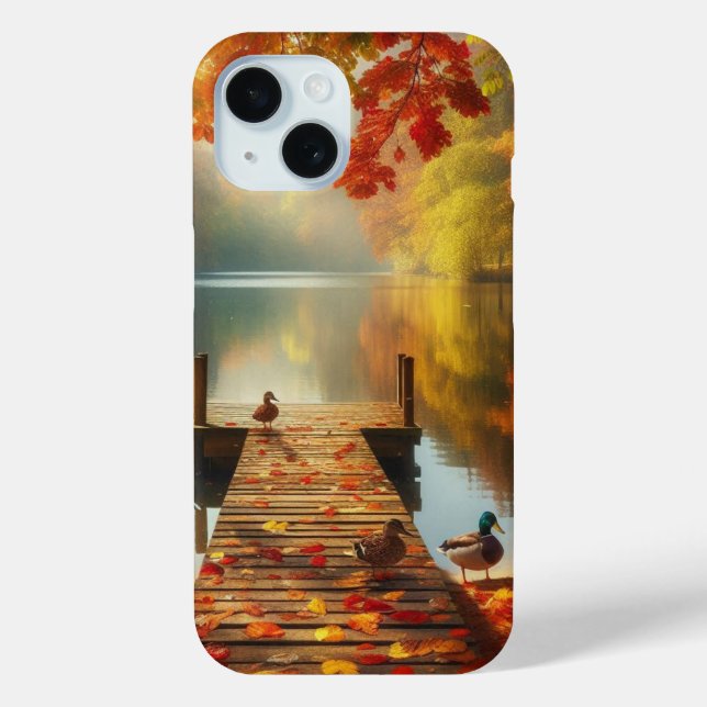Herbstbäume & See mit Enten Case-Mate iPhone Hülle (Rückseite)