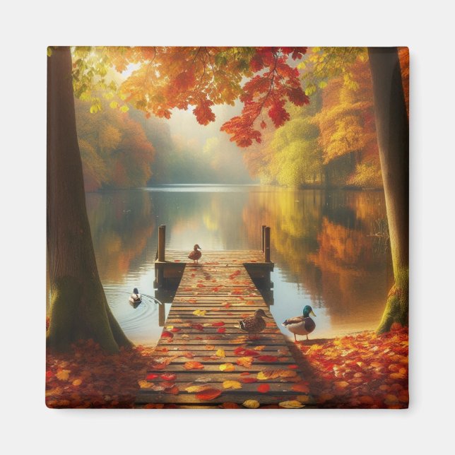 Herbstbäume & See mit Enten Magnet (Vorne)