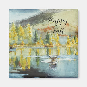 Herbstbäume und schwimmende Elche mit anpassbarem Magnet