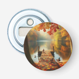 Herbstbäume und See mit Enten Flaschenöffner