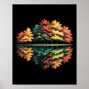Herbstbäume Wald Reflexion Naturliebhaber Herbst F Poster