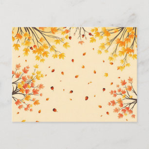 Herbstbaumkanopien Wasserfarbe auf weichem Ocker Postkarte