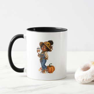 Herbstbecher mit süßem Vogelscheuchen-Mädchen Tasse