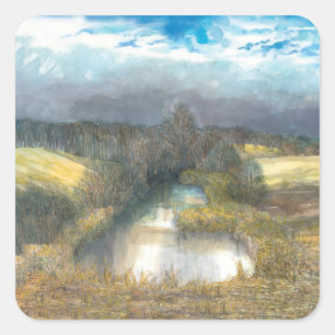 Herbstbecken Quadratischer Aufkleber