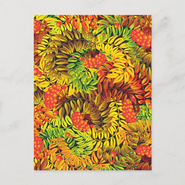 Herbstbeere-Blätter Postkarte (Vorderseite)