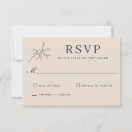 Herbstbeige Einfache Elegante Hochzeit UAWG RSVP Karte