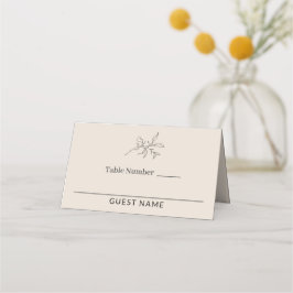 Herbstbeige Einfache Hochzeit Platzkarte