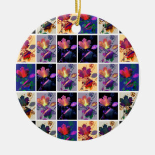 Herbstbelag rustikales Patchwork Quilt Keramik Ornament