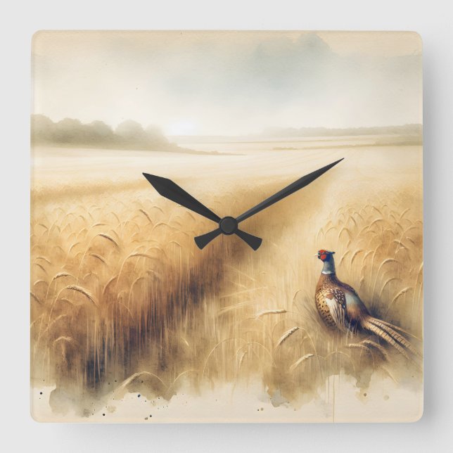 Herbstbläschen im Weizenfeld Quadratische Wanduhr (Vorderseite)