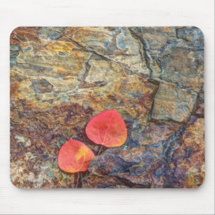 Herbstblatt auf Felsen, Kalifornien Mousepad