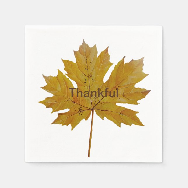 Herbstblatt dankbar Wasserfarbe Serviette (Vorderseite)