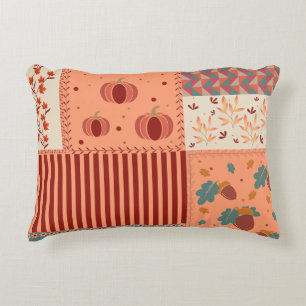 Herbstblatt-Eicheln-Patchwork-Muster-Kunst Dekokissen